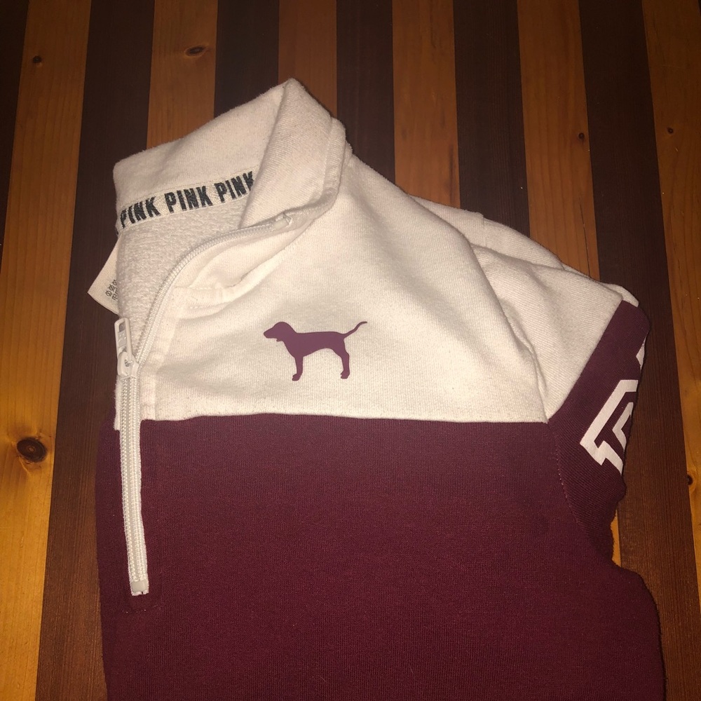 PINK Half Zip Maroon Hoodie
